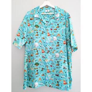 Men’s Walt Disney World Park Life Woven Shirt Blue Button-Up Size XL Vacation
